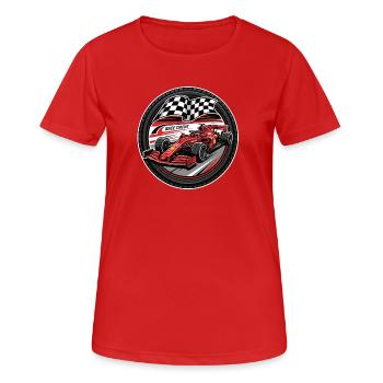 Voitures de course dans le quartier du drapeau à damier - T-shirt respirant Femme - rouge - Devant - AI Model Female 172 dark (172cm)