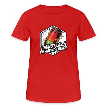 J’économise de l’énergie – diction de comique - T-shirt respirant Femme - rouge - Devant - AI Model Female 172 dark (172cm)