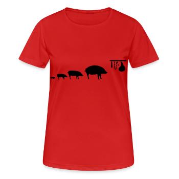 pig_evolution - Frauen T-Shirt atmungsaktiv - Rot - Vorne - AI Model Female 172 dark (172cm)