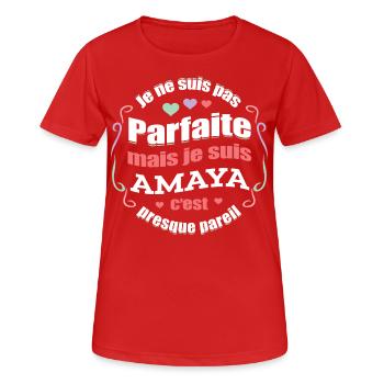 AMAYA PARFAITE - PRENOM AMAYA - T-shirt respirant Femme - rouge - Devant - AI Model Female 172 dark (172cm)