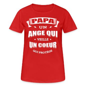 PAPA UN ANGE QUI VEILLE UN CŒUR QUI PROTÈGE - T-shirt respirant Femme - rouge - Devant - AI Model Female 172 dark (172cm)