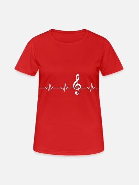 Herzschlag Notenschlüssel - Frauen T-Shirt atmungsaktiv - Rot
