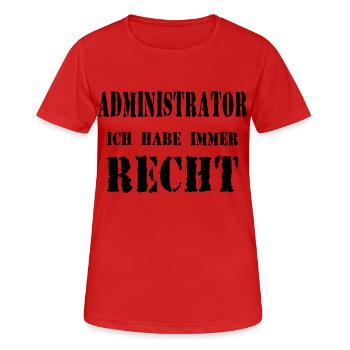 Administrator - Frauen T-Shirt atmungsaktiv - Rot - Vorne - AI Model Female 172 dark (172cm)