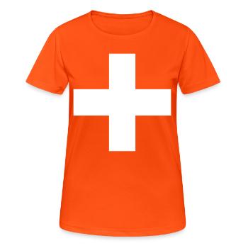 Drapeau suisse Suisse Croix - T-shirt respirant Femme - orange néon - Devant - AI Model Female 172 dark (172cm)