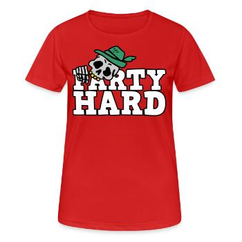 Anniversaire avec alcool et bière - Party Hard - T-shirt respirant Femme - rouge - Devant - AI Model Female 172 dark (172cm)