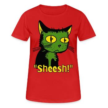 Meine Güte, Langeweile, Vintage Cartoon Katze - Frauen T-Shirt atmungsaktiv - Rot - Vorne - AI Model Female 172 dark (172cm)