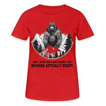Voir des gens pour la première fois : Mountain Bigfoot - T-shirt respirant Femme - rouge - Devant - AI Model Female 172 dark (172cm)