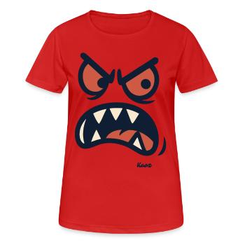 Wütendes Cartoon-Gesicht mit Zähnen - Frauen T-Shirt atmungsaktiv - Rot - Vorne - AI Model Female 172 dark (172cm)