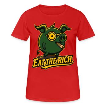 Un cochon riche et drôle dit de manger les riches - T-shirt respirant Femme - rouge - Devant - AI Model Female 172 dark (172cm)