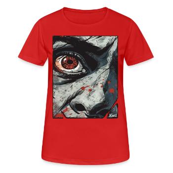 Intensives Auge im Comicstil - Frauen T-Shirt atmungsaktiv - Rot - Vorne - AI Model Female 172 dark (172cm)