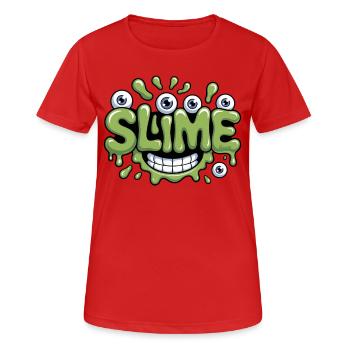 Schleim mit Augen und breitem Grinsen - Frauen T-Shirt atmungsaktiv - Rot - Vorne - AI Model Female 172 dark (172cm)