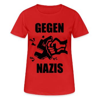 Gegen Nazis - Klassiker - Frauen T-Shirt atmungsaktiv - Rot - Vorne - AI Model Female 172 dark (172cm)
