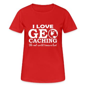 J'adore Geocaching - T-shirt respirant Femme - rouge - Devant - AI Model Female 172 dark (172cm)