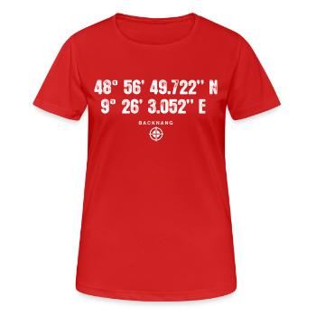 Backnang Geocacher Geschenk Standort GPS Stadt - Frauen T-Shirt atmungsaktiv - Rot - Vorne - AI Model Female 172 dark (172cm)