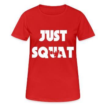 Just squat - T-shirt respirant Femme - rouge - Devant - AI Model Female 172 dark (172cm)