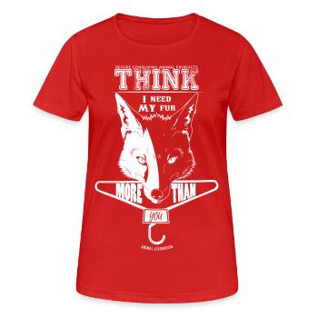 Ich brauche mein Fell mehr, als Sie - Frauen T-Shirt atmungsaktiv - Rot - Vorne - AI Model Female 172 dark (172cm)