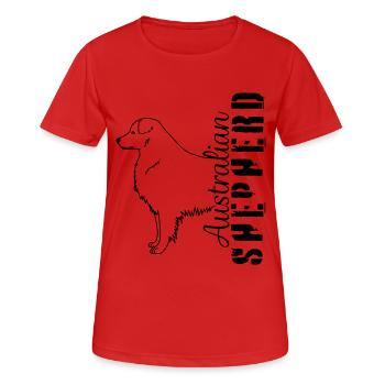 Aussies animaux de compagnie chien de garde - T-shirt respirant Femme - rouge - Devant - AI Model Female 172 dark (172cm)