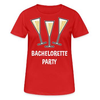 Bachelorette Party (Sparkling Wine Funnel Shut 3C) - Women's Breathable T-Shirt - red - Front - AI Model Female 172 dark (172cm)
