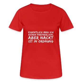 Partnerlook nur nackt - Frauen T-Shirt atmungsaktiv - Rot - Vorne - AI Model Female 172 dark (172cm)