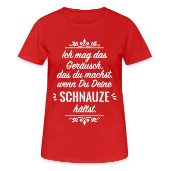Schnauze Spruch Sprüche Provokation Statement - Frauen T-Shirt atmungsaktiv - Rot - Vorne - AI Model Female 172 dark (172cm)