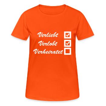 amour, engagé, marié - T-shirt respirant Femme - orange néon - Devant - AI Model Female 172 dark (172cm)