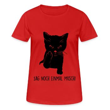 Stinkefinger Katze - Frauen T-Shirt atmungsaktiv - Rot - Vorne - AI Model Female 172 dark (172cm)