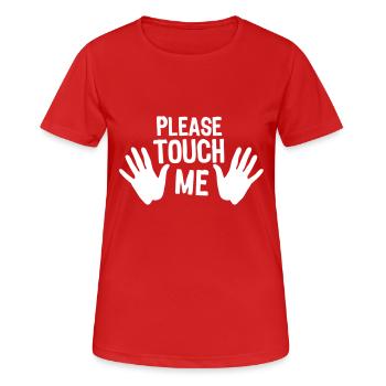 please touch me touch me hand hand - Women's Breathable T-Shirt - red - Front - AI Model Female 172 dark (172cm)