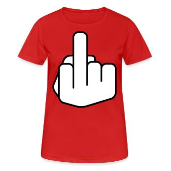 Middle finger pictogram - Women's Breathable T-Shirt - red - Front - AI Model Female 172 dark (172cm)