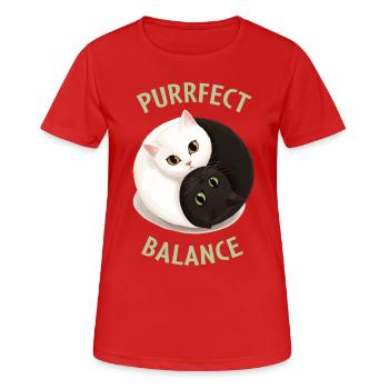 Yin Yang Cats Purrfect Balance - Frauen T-Shirt atmungsaktiv - Rot - Vorne - AI Model Female 172 dark (172cm)