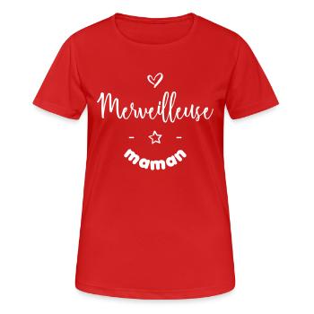 Merveilleuse maman - T-shirt respirant Femme - rouge - Devant - AI Model Female 172 dark (172cm)