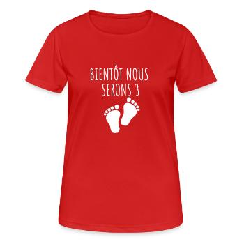 Soon we will be 3 - Women's Breathable T-Shirt - red - Front - AI Model Female 172 dark (172cm)
