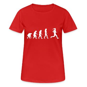 jogging evolution frauen - Frauen T-Shirt atmungsaktiv - Rot - Vorne - AI Model Female 172 dark (172cm)