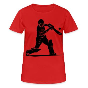 Silhouette de joueur de cricket - T-shirt respirant Femme - rouge - Devant - AI Model Female 172 dark (172cm)