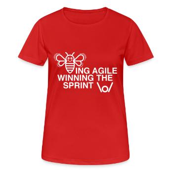 ÊTRE AGILE GAGNER LE SPRINT - T-shirt respirant Femme - rouge - Devant - AI Model Female 172 dark (172cm)