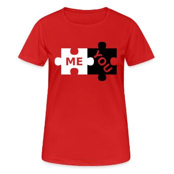 Puzzle morceaux moi et toi - T-shirt respirant Femme - rouge - Devant - AI Model Female 172 dark (172cm)