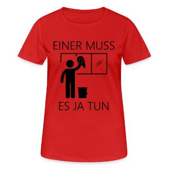 Fenster putzen - Frauen T-Shirt atmungsaktiv - Rot - Vorne - AI Model Female 172 dark (172cm)