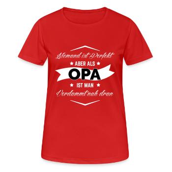 OPA - Frauen T-Shirt atmungsaktiv - Rot - Vorne - AI Model Female 172 dark (172cm)