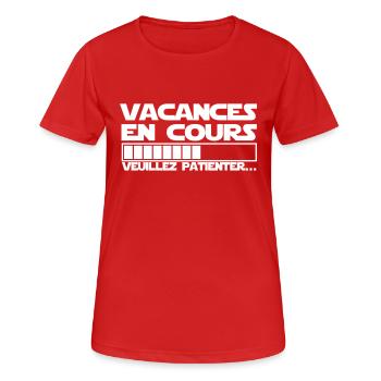 vacances EN COURS - T-shirt respirant Femme - rouge - Devant - AI Model Female 172 dark (172cm)