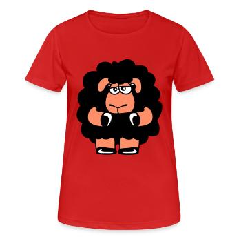 Mouton noir Triste Incertain Fatigué Drôle Mignon - T-shirt respirant Femme - rouge - Devant - AI Model Female 172 dark (172cm)
