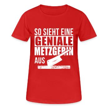 Geniale Metzgerin - Frauen T-Shirt atmungsaktiv - Rot - Vorne - AI Model Female 172 dark (172cm)