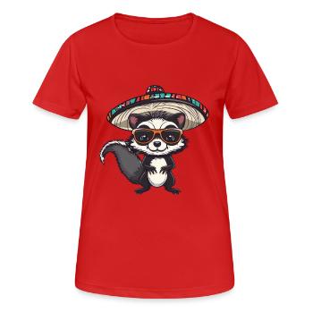 Skunk Funny Sombrero - Women's Breathable T-Shirt - red - Front - AI Model Female 172 dark (172cm)