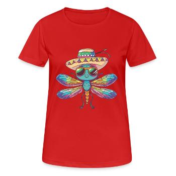 Libelle Lustig Sombrero - Frauen T-Shirt atmungsaktiv - Rot - Vorne - AI Model Female 172 dark (172cm)