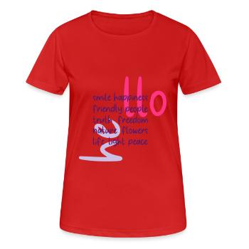 "He llo" Hello Shirts & Accessiores | Colorful/Pink - Women's Breathable T-Shirt - red - Front - AI Model Female 172 dark (172cm)