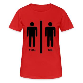 you_and_me___f1 - T-shirt respirant Femme - rouge - Devant - AI Model Female 172 dark (172cm)