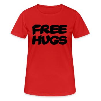 Free hugs - Frauen T-Shirt atmungsaktiv - Rot - Vorne - AI Model Female 172 dark (172cm)