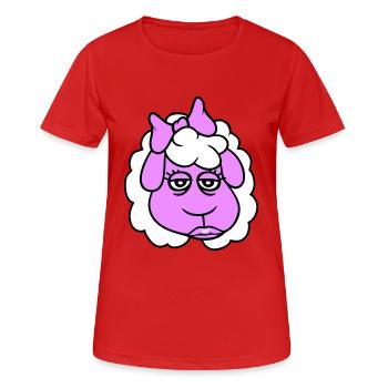 mouton fille femme visage femelle assez fatigué - T-shirt respirant Femme - rouge - Devant - AI Model Female 172 dark (172cm)