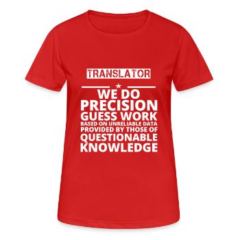 gift problem job precision TRANSLATOR - T-shirt respirant Femme - rouge - Devant - AI Model Female 172 dark (172cm)