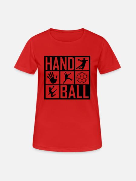 Handball Mosaik klein dunkel - Frauen T-Shirt atmungsaktiv - Rot