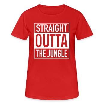 Straight OUTTA The Jungle - Frauen T-Shirt atmungsaktiv - Rot - Vorne - AI Model Female 172 dark (172cm)