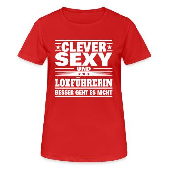 Clever Lokführerin - Frauen T-Shirt atmungsaktiv - Rot - Vorne - AI Model Female 172 dark (172cm)